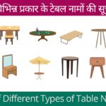 List of Different Types of Table Names with Photo – फोटो के साथ टेबल के विभिन्न प्रकार के नामों की सूची